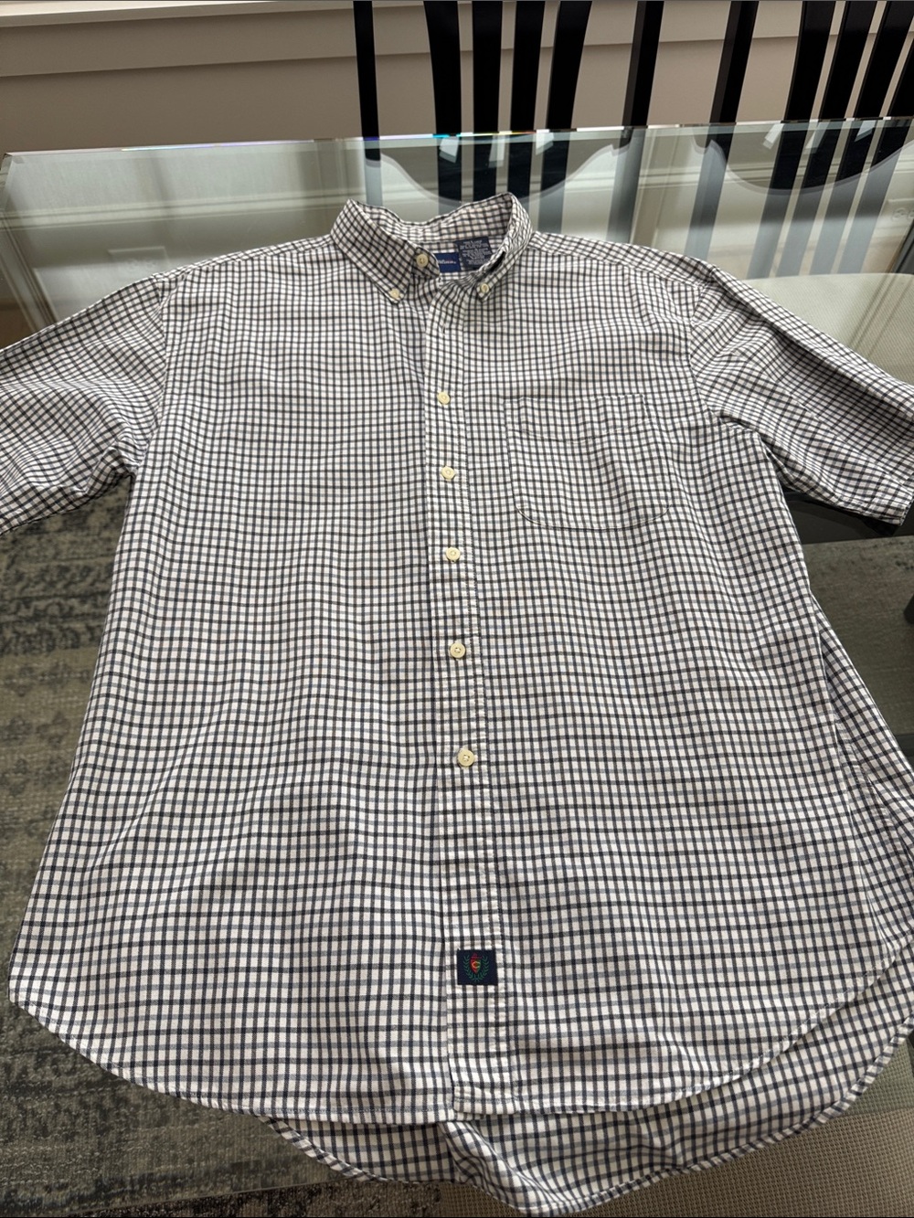 Catalina White and Navy Check Casual Button-Down Shirt